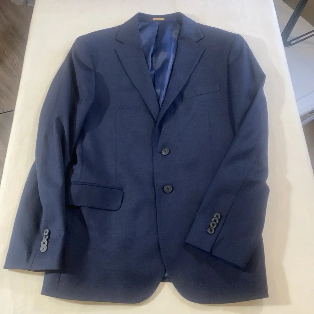 Joe by Joseph Abboud Organica Wool Blend Navy‎ Suit 42R 36W Pants Excellent